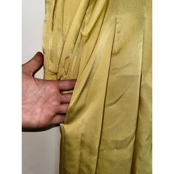 EVERLANE light butter yellow long sleeve textured hammered satin midi maxi dress - Picture 7 of 15